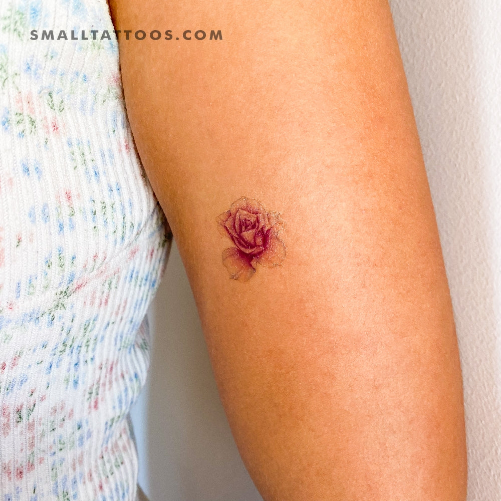 Purple Rose Head Temporary Tattoo by Mini Lau (Set of 3)