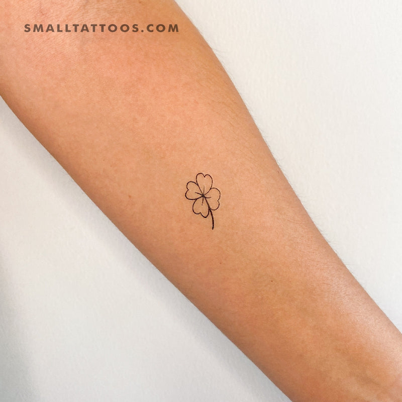 Fine Line Four Leaf Clover Temporary Tattoo (Set of 3) Small Tattoos