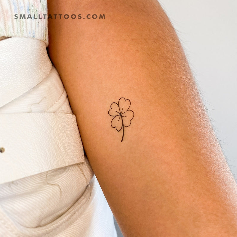 Fine Line Four Leaf Clover Temporary Tattoo (Set of 3) Small Tattoos