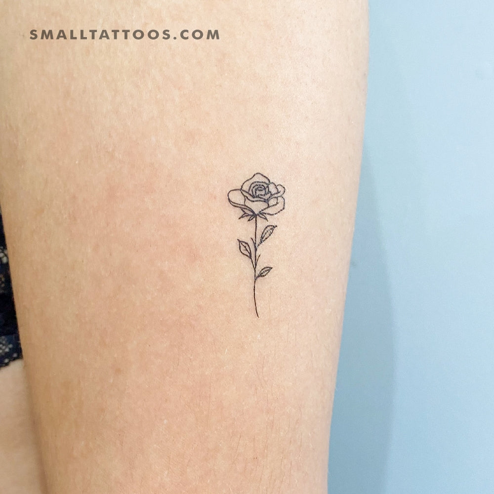 Tatuaje temporal de rosa de línea fina (juego de 3)