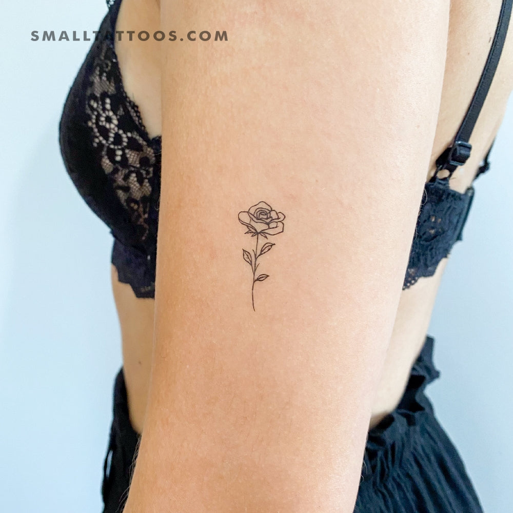 Tatuaje temporal de rosa de línea fina (juego de 3)