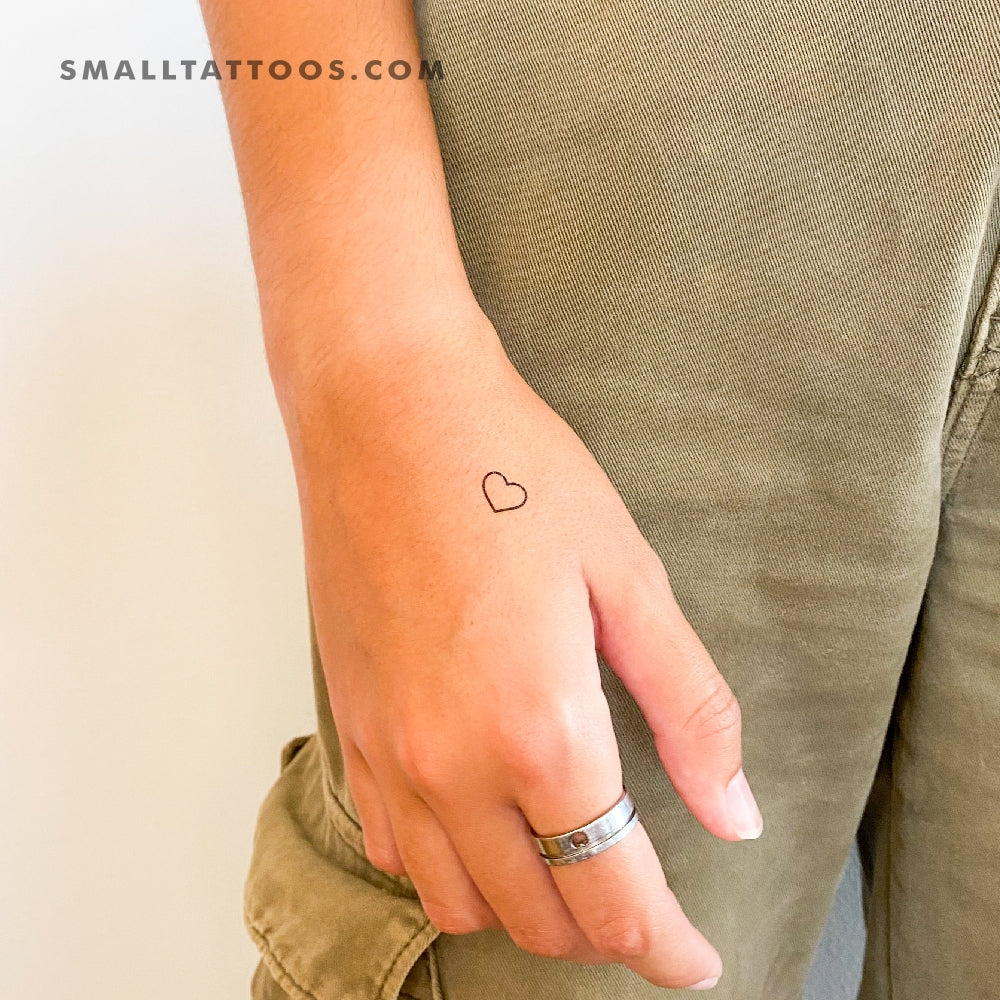 Tiny Heart Outline Temporary Tattoo (Set of 3)