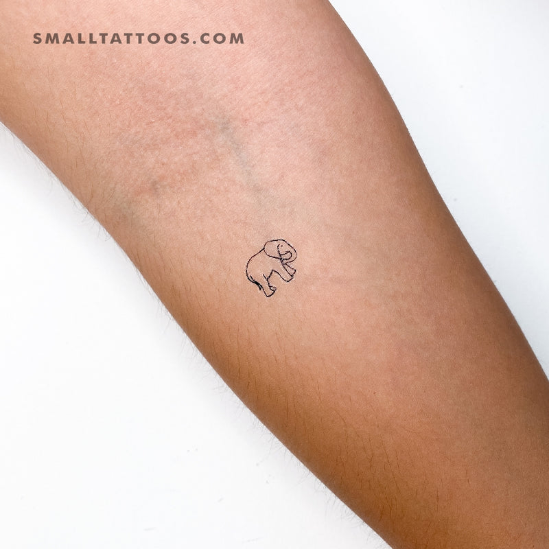 Tiny Elephant Outline Tattoo Design