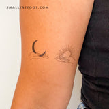 Hands Holding Moon And Sun Temporary Tattoo - Set of 3