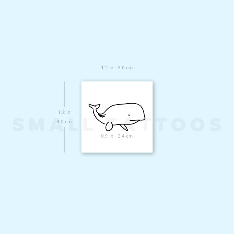 Fine Line Whale Temporary Tattoo (Set of 3)