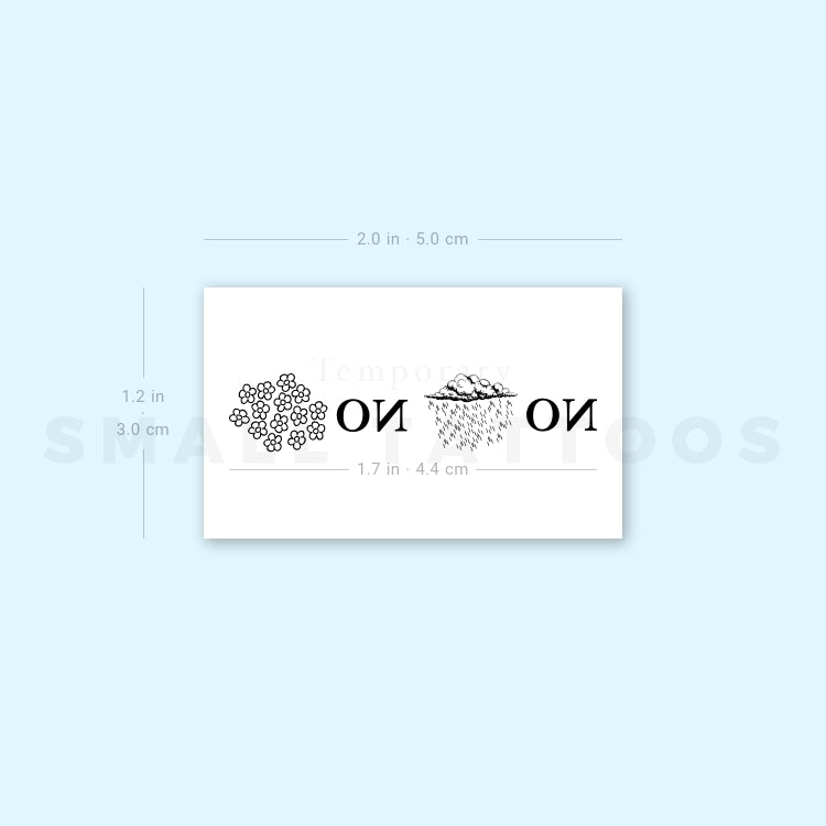 Tatuaje temporal "Sin lluvia, sin flores" (iconos) (juego de 3)