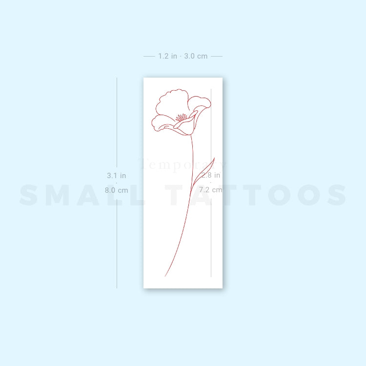 Poppy [Red] by Jakenowicz Temporary Tattoo - Set of 3