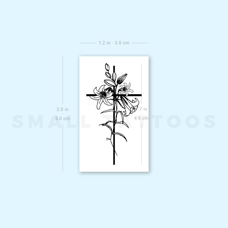 Floral Cross Temporary Tattoo (Set of 3)