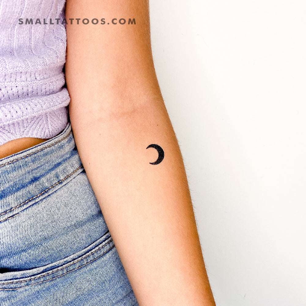 Black Crescent Moon Temporary Tattoo (Set of 3)