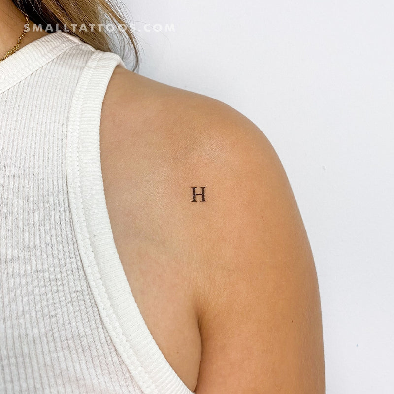 H Uppercase Serif Letter Temporary Tattoo (Set of 3)