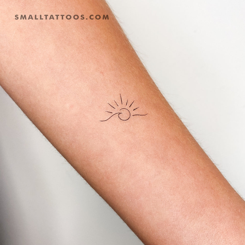 Tatuaje temporal de olas pequeñas al atardecer (juego de 3)
