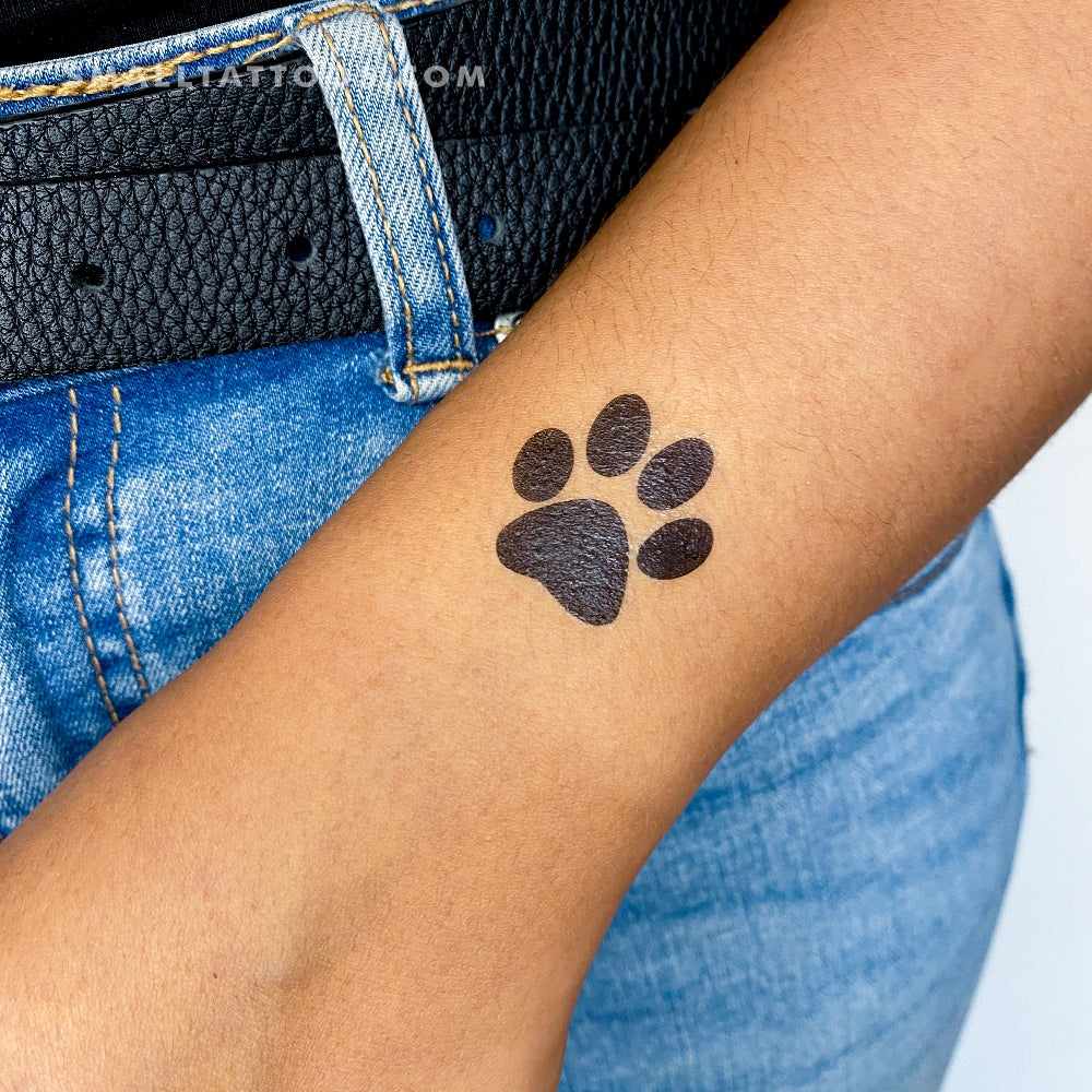 Tatuaje temporal de huella de pata de perro - Juego de 3
