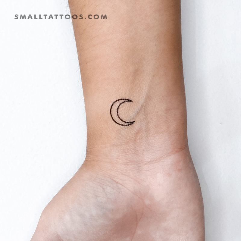 Crescent Moon Outline Temporary Tattoo (Set of 3)