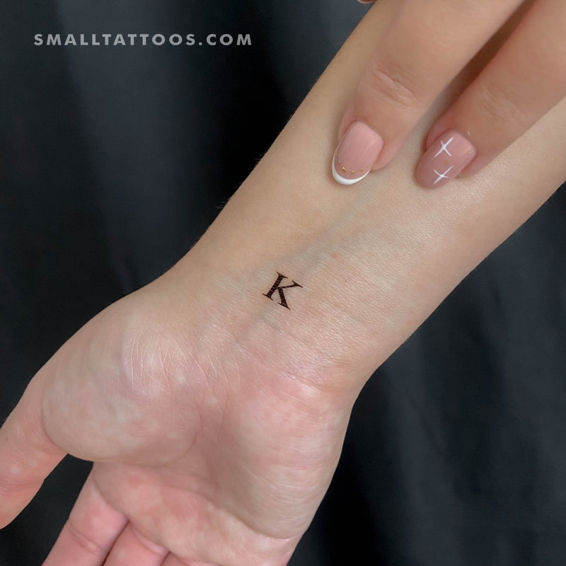 K Uppercase Serif Letter Temporary Tattoo (Set of 3)