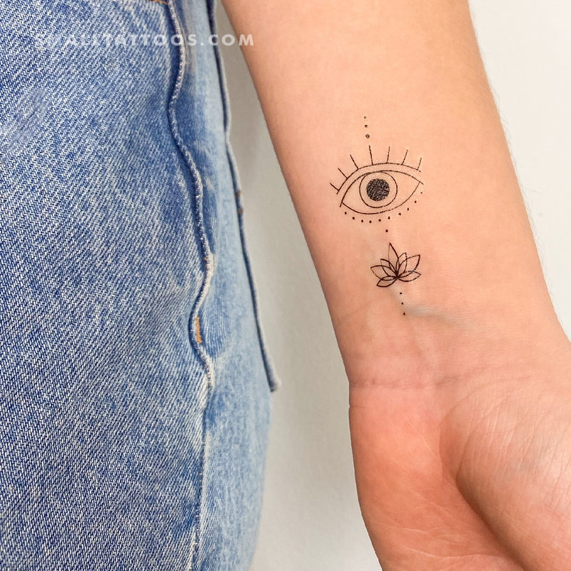 Eye Lotus Temporary Tattoo by 1991.ink (Set of 3)