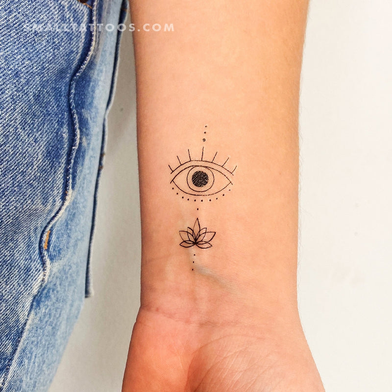Eye Lotus Temporary Tattoo by 1991.ink (Set of 3)