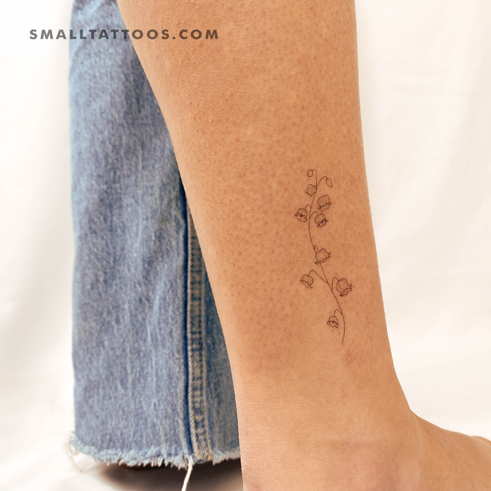 Tatuaje temporal de lirio de los valles de línea fina (juego de 3)