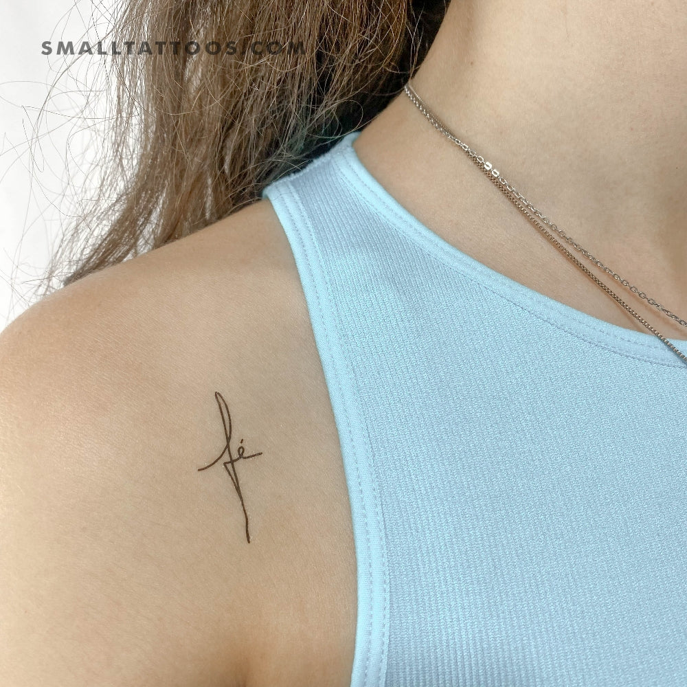 Tatuaje temporal de cruz de Fé - Juego de 3