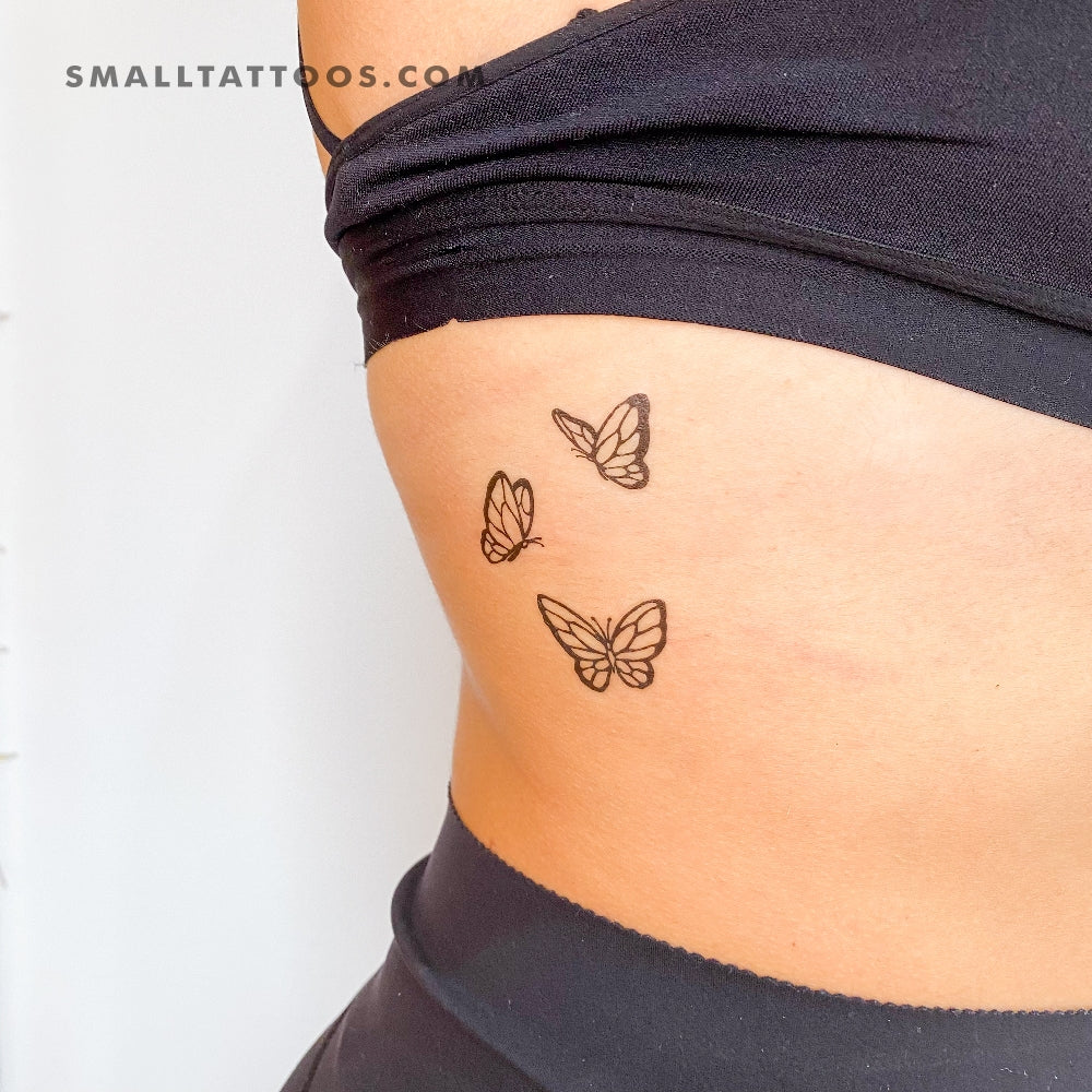 Tatuaje temporal de tres mariposas (juego de 3)