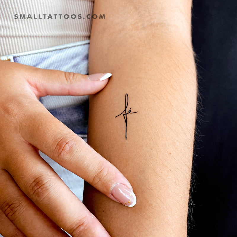 Fé Cross Temporary Tattoo Set of 3 Small Tattoos