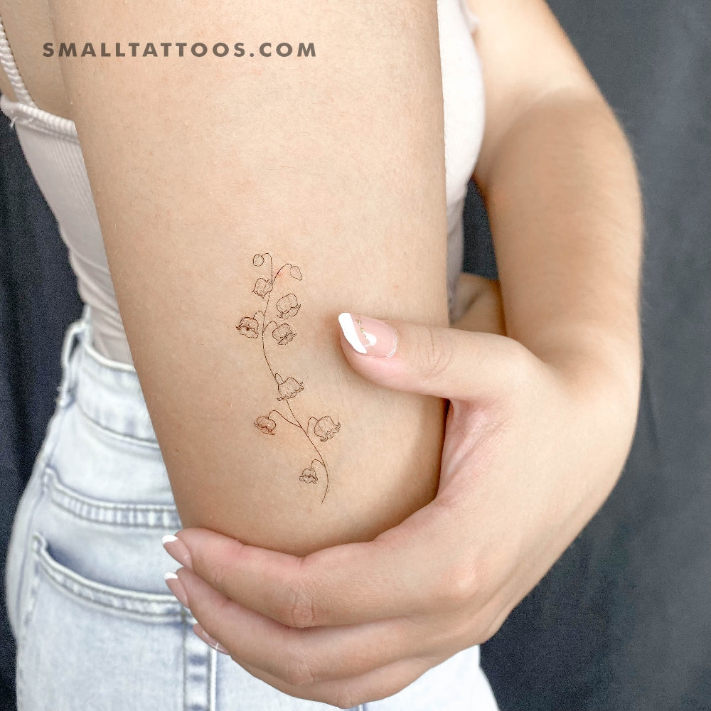 Tatuaje temporal de lirio de los valles de línea fina (juego de 3)