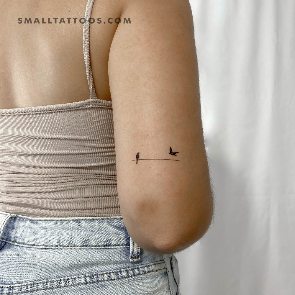 Tatuaje temporal de pájaros en un alambre (juego de 3)