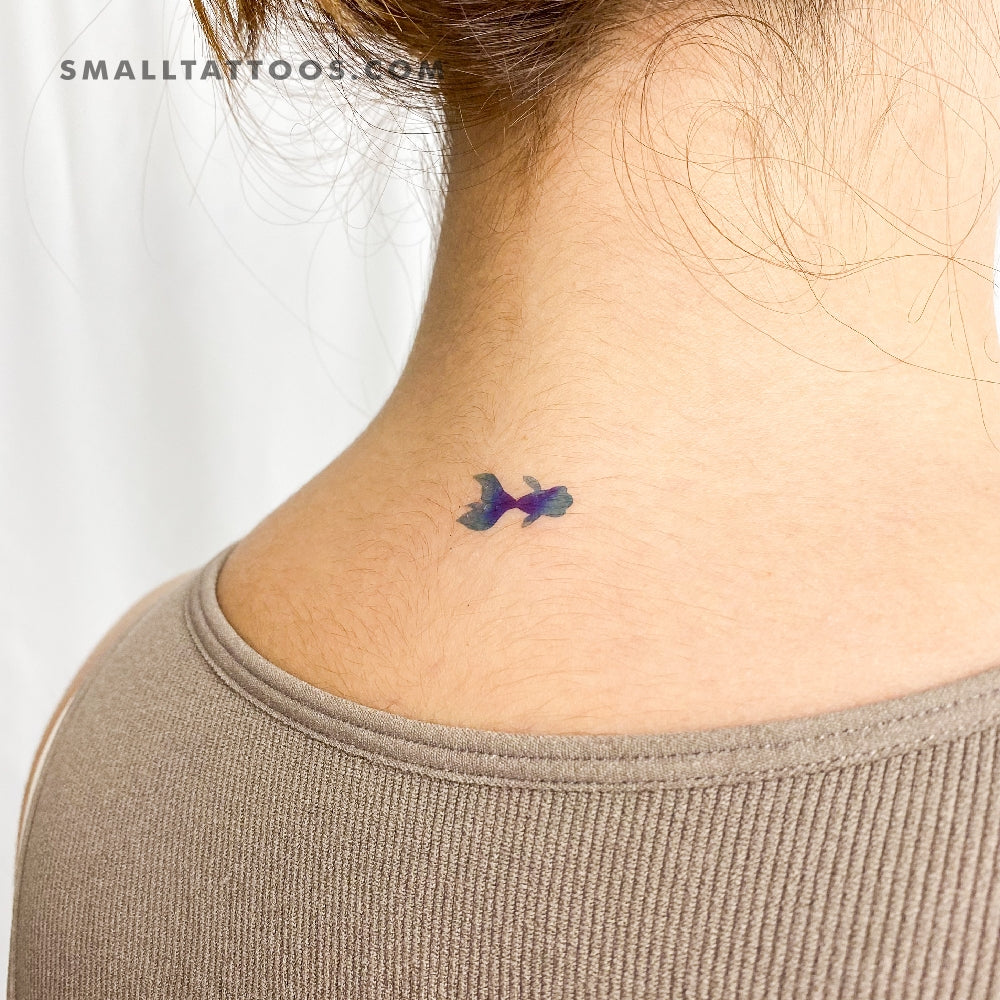 Tatuaje temporal de pez betta azul de Zihee (juego de 3)