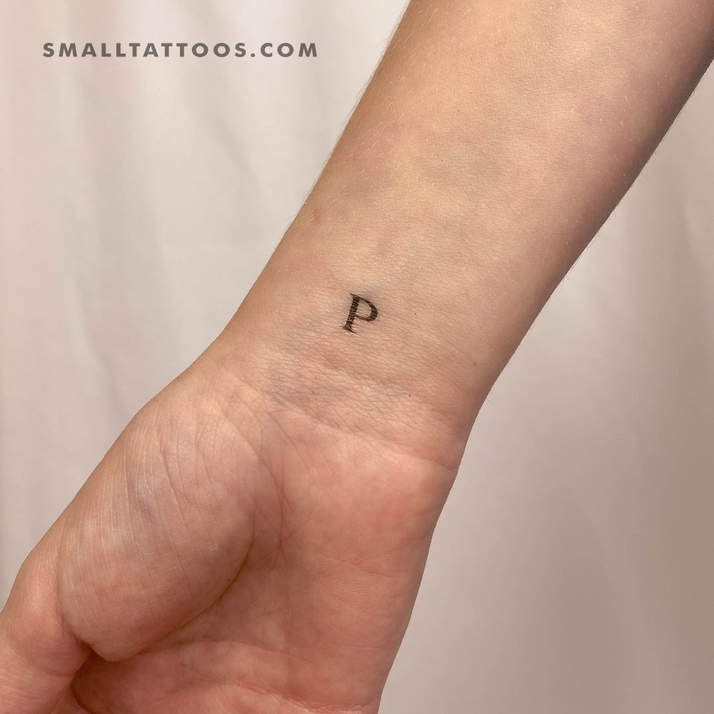 P Uppercase Serif Letter Temporary Tattoo (Set of 3)