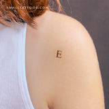 E Uppercase Serif Letter Temporary Tattoo (Set of 3)