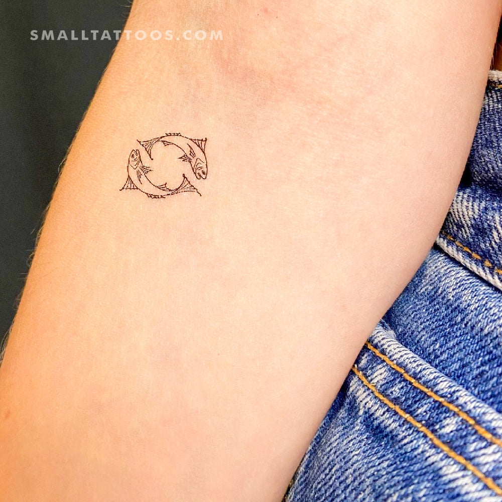 Tatuaje temporal de pareja de peces - Juego de 3