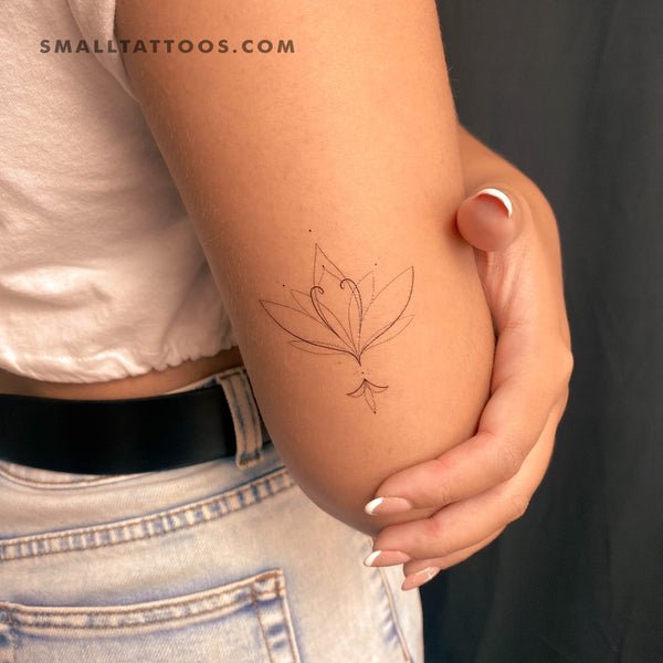 Harmlessberry's Fine Line Lotus Flower Temporary Tattoo (Set of 3)