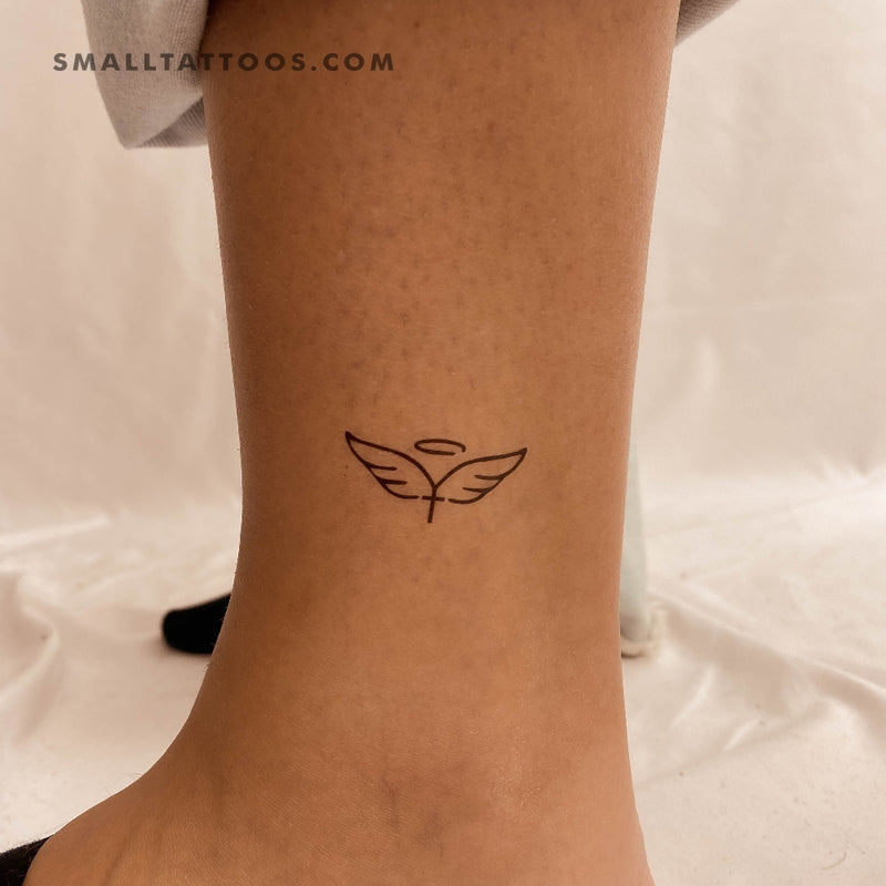 angel halo and wings tattoo