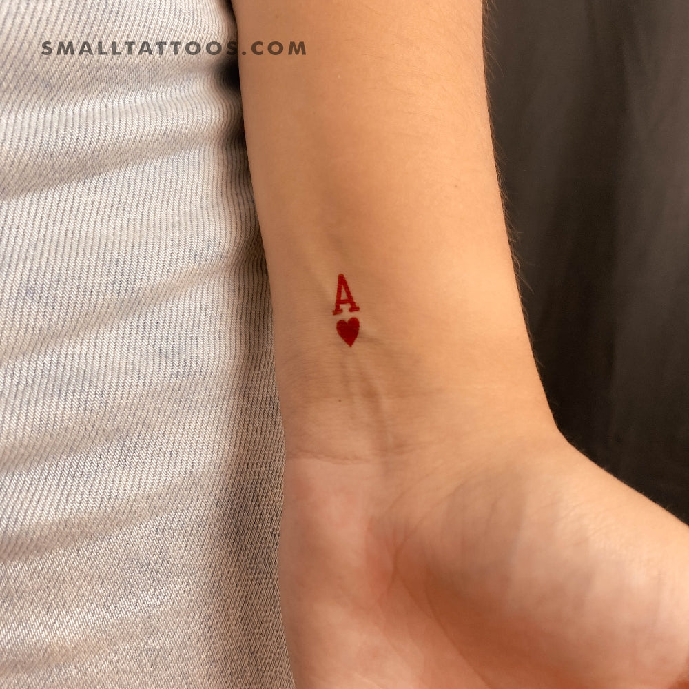 Tatuaje temporal de as de corazones (juego de 3)