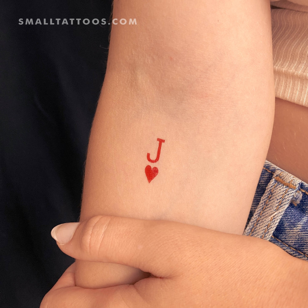 Tatuaje temporal de jota de corazones - Juego de 3