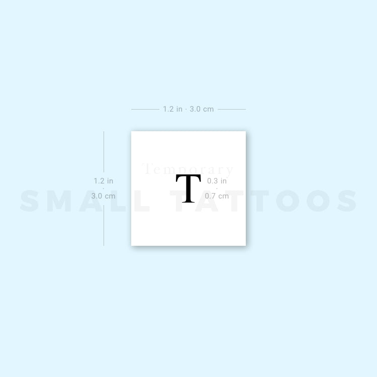 T Uppercase Serif Letter Temporary Tattoo (Set of 3)