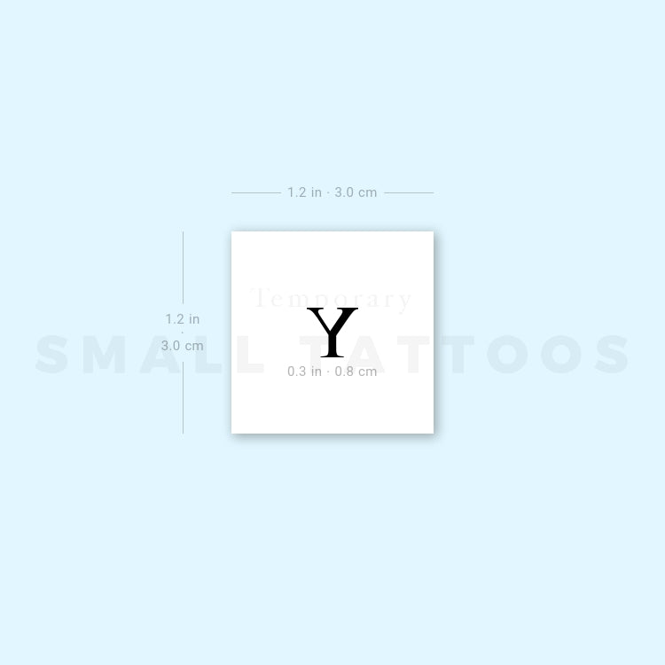 Y Uppercase Serif Letter Temporary Tattoo (Set of 3)