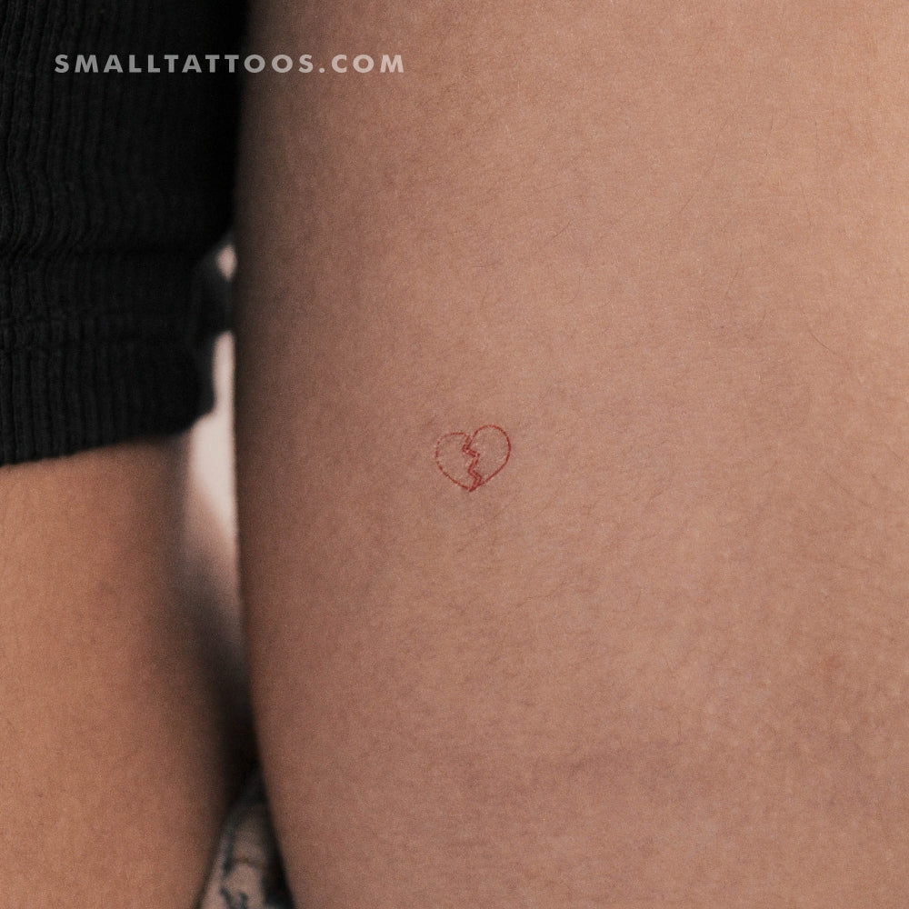 Small Red Broken Heart Temporary Tattoo (Set of 3)