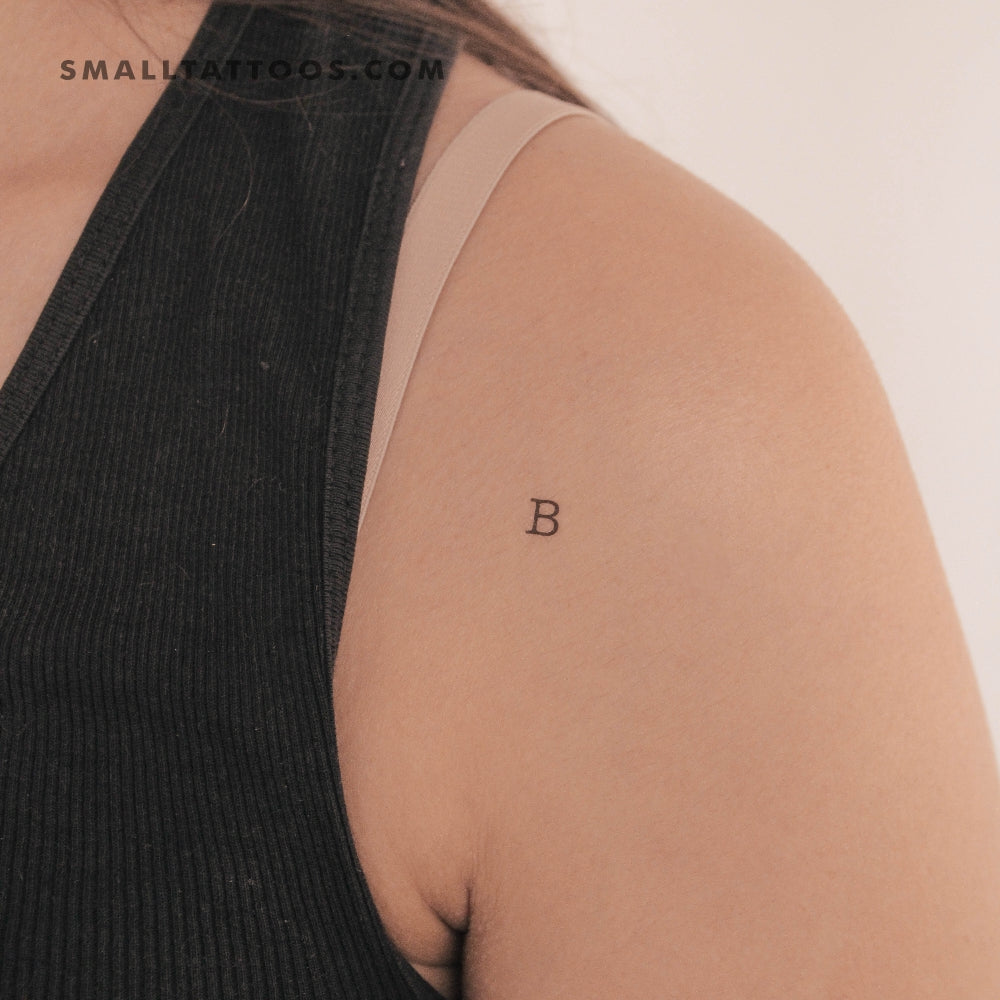 B Uppercase Typewriter Letter Temporary Tattoo (Set of 3) – Small Tattoos, image size:1000x1000
