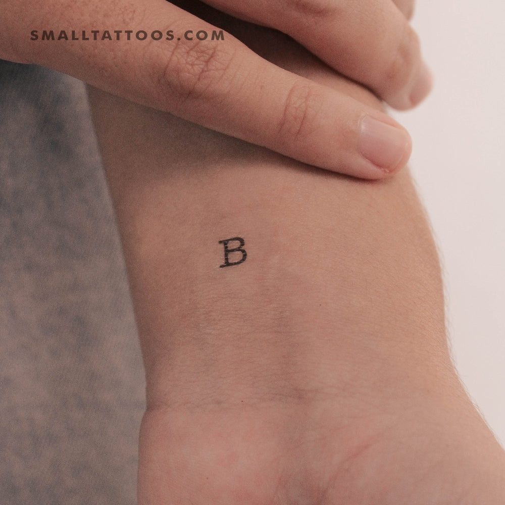 Tatuaje temporal de la letra B mayúscula de máquina de escribir (juego de 3)