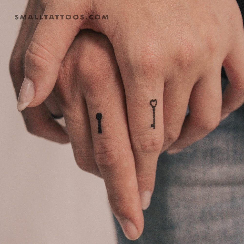 Tatuaje temporal de llave y ojo de cerradura a juego (juego de 3)