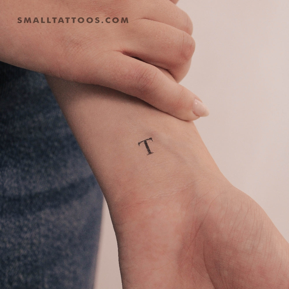 T Uppercase Serif Letter Temporary Tattoo (Set of 3)