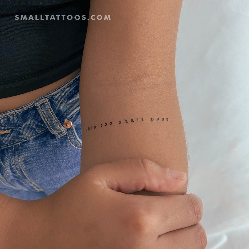 Typewriter Font This Too Shall Pass Temporary Tattoo (Set of 3)
