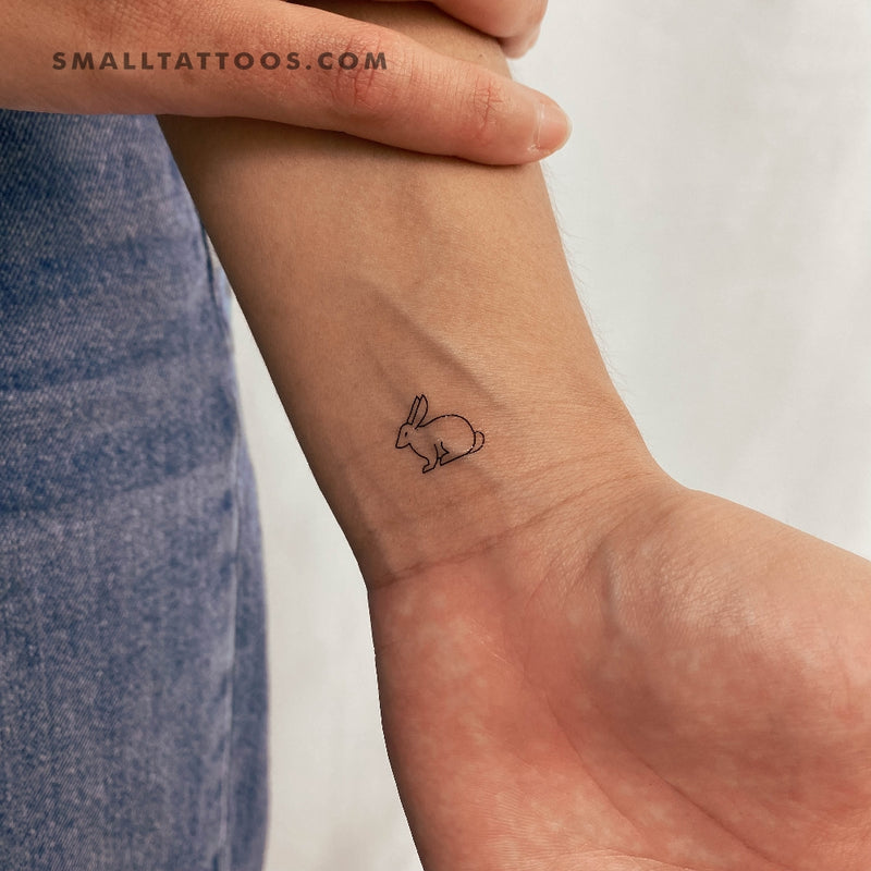 12 Temporary Miniature Rabbit Tattoos / Finger Tattoos, Ears / Tattoo /  Fake Tattoo / Black - Etsy