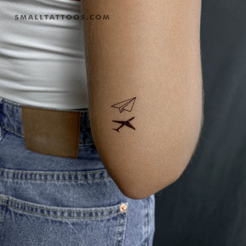 paper airplane with shadow | 2 Week Temporary Tattoo | inkster – Inkster