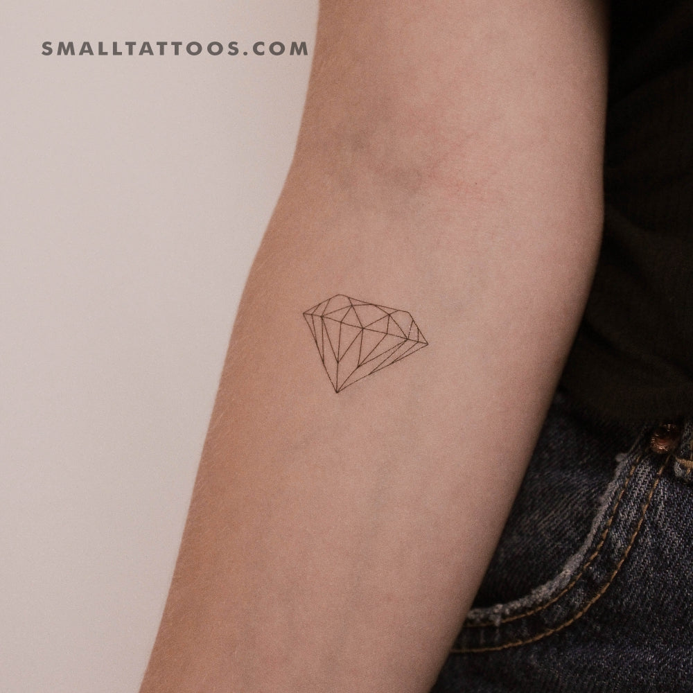 Tatuaje temporal de diamante de línea fina (juego de 3)