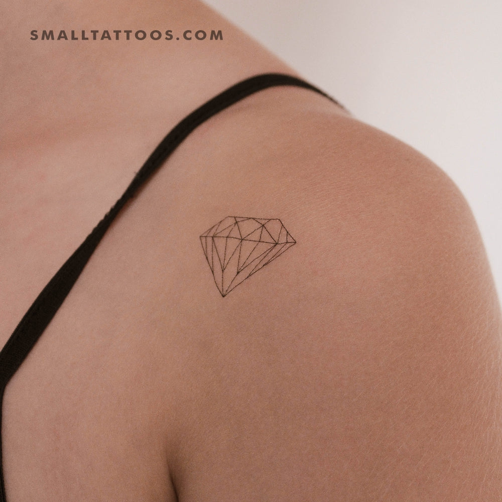 Tatuaje temporal de diamante de línea fina (juego de 3)