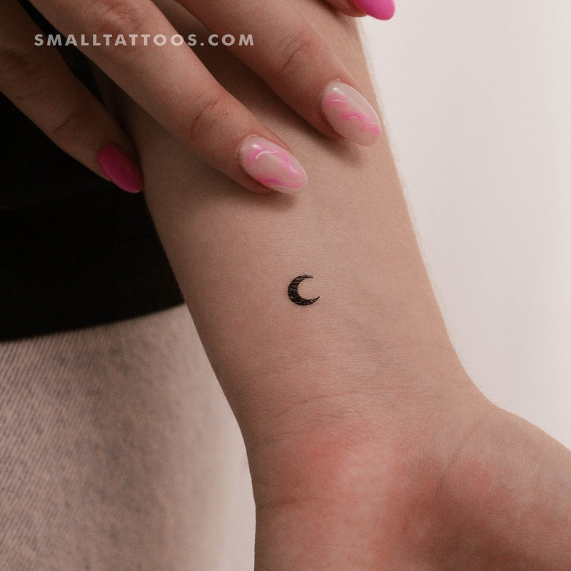 Small Black Crescent Moon Temporary Tattoo (Set of 3)