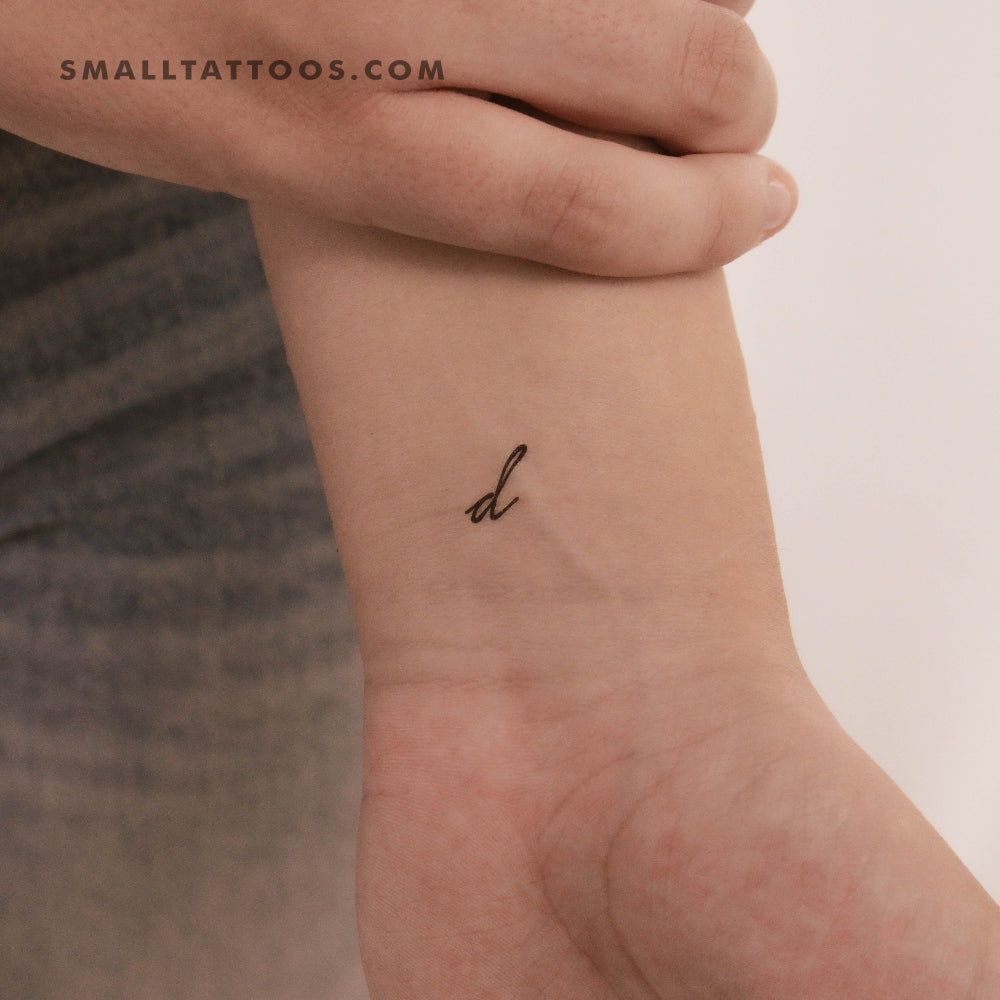 Tatuaje temporal de letra D manuscrita (juego de 3)