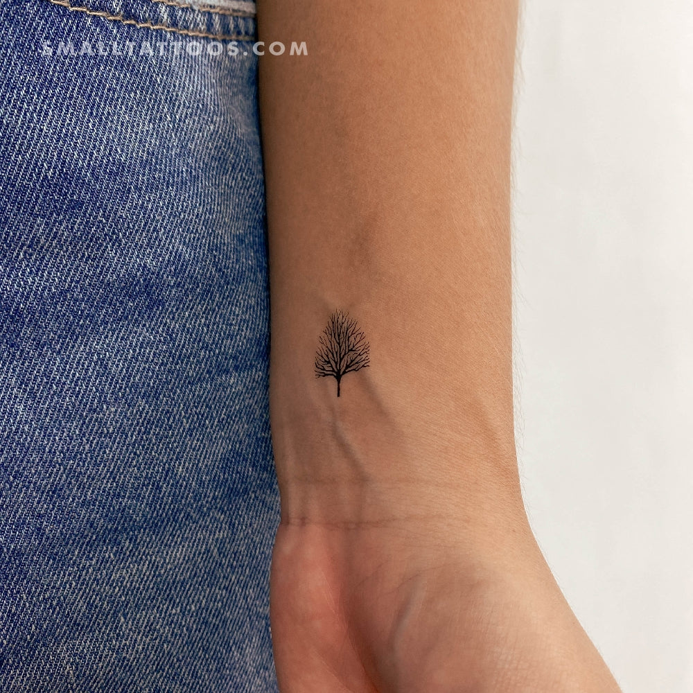 Tatuaje temporal de árbol pequeño sin hojas (juego de 3)