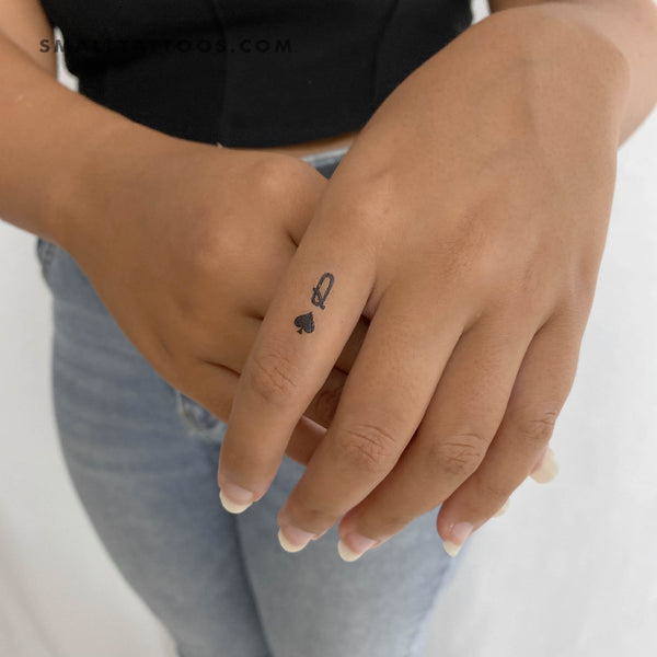 Small Queen Of Spades Temporary Tattoo - Set of 3